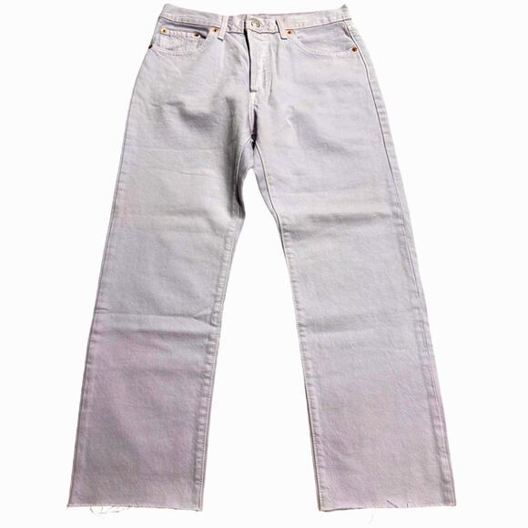 NWT Levis 501 Crop Jeans Womens 29 x26 Light Lilac Purple Raw Hem Straight Leg - Picture 1 of 14